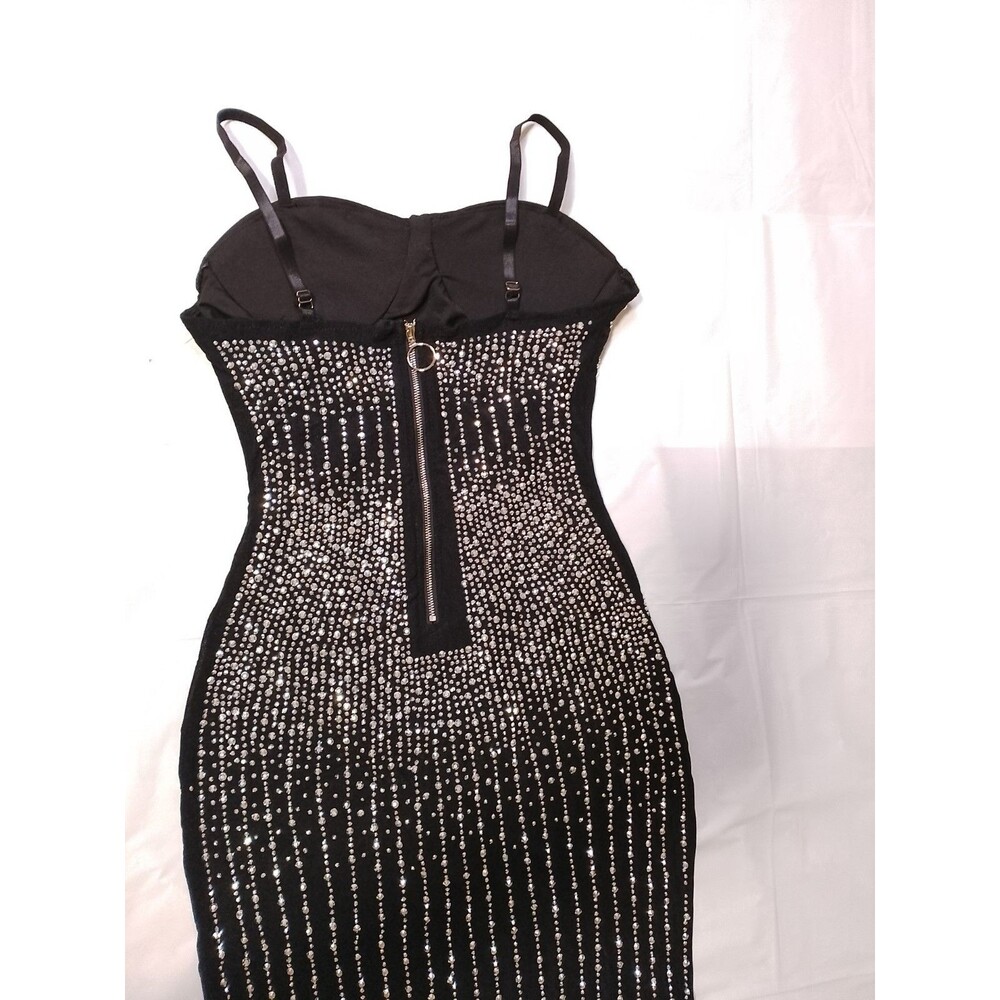 Bodycon Midi Dress with Rhinestone - Picture 4 of 9